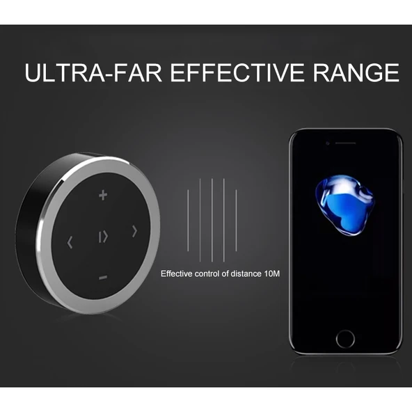 Kablosuz Bluetooth Direksiyon Kontrol Cihazi Multimedya Kumandasi Gri Tutucusuz - 6