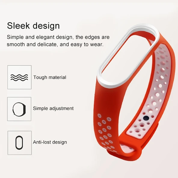 Xiaomi Mi Band 3 ve 4 Uyumlu Siyah Gri Silikon Bileklik - 3
