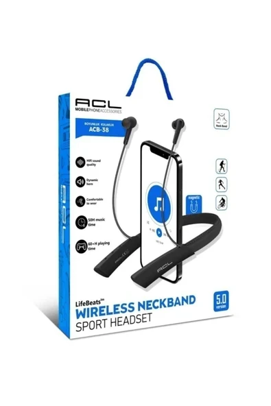 Acl 5.0 Version Hafıza Kartı Girişli Mıknatıslı Boyunluk Kulaklık ACB-38