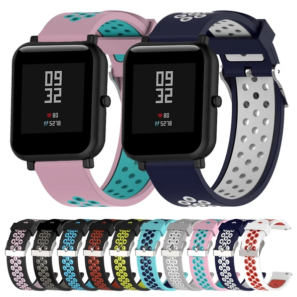 Xiaomi Huami Amazfit Bip Lite 20mm Çift Renkli Siyah Gri Silikon Spor Saat Kayışı - 3
