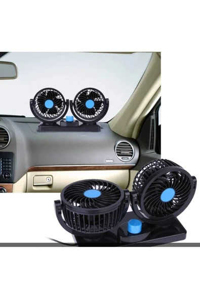 Point Tiger Marketing 12v Kademeli Çift Başlı 360 Dönebilen Araç Fanı Oto Fan Soğutucu Vantilatör - 3