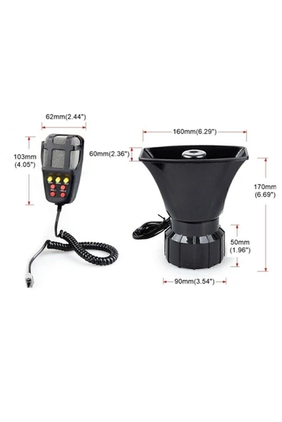 ASTRALED Her Araca Uyumlu Universal 7 Sesli Konuşmalı Mikrofonlu Megafonlu Siren - 6