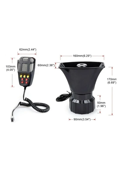 Foxus BİRİNCİOĞLU Her Araca Uyumlu Universal 7 Sesli Konuşmalı Mikrofonlu Megafonlu Siren - 3