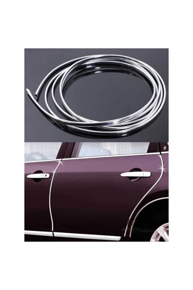 Marka Araç Içi Dışı Elkamet Geçmeli Kapı Koruyucu Çıta U Tipi Nikelaj Çıta 5 Metre - Resim 3