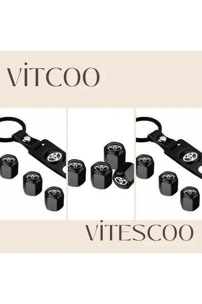 vitcoo Toyota Logolu Anahtarlık Ve Sibop Kapağı Seti YENİ ürün görseli