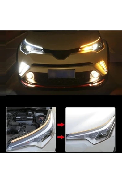 FESAN Far Üstü Kayar Sinyalli Led Gündüz Farı Şerit Lamba Takımı 60 cm - Resim 2