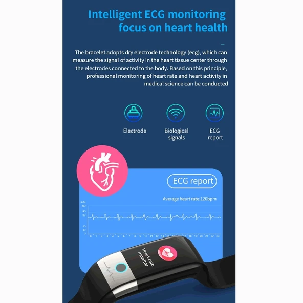 X1 Akıllı Saat Bileklik 1.08 Inç Renkli Ekran IP67 Su Geçirmez Mavi - 6