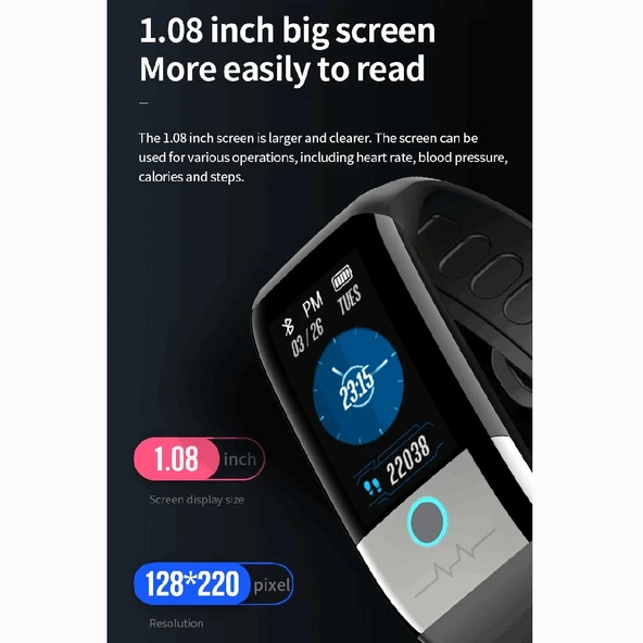 X1 Akıllı Saat Bileklik 1.08 Inç Renkli Ekran IP67 Su Geçirmez Mavi - 3