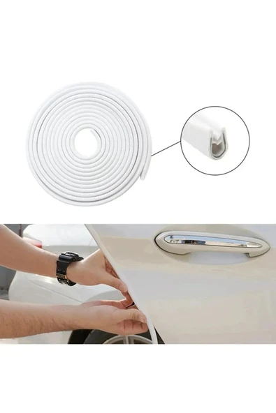 Extra Marketing Oto Araç Kapı Koruma Fitili 5metre Parlak Beyaz Renk Çarpma Çizilme Önleyici - Resim 2