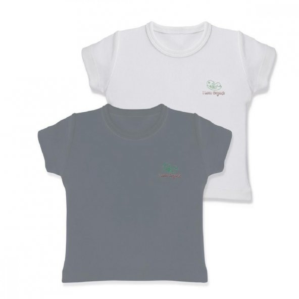 Baby Cosy Organic 2Li Bebek T-şhirt 3007 Grey White