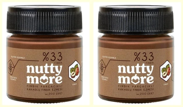 Nutty More %33 Fındık Parçacıklı Kakaolu Fındık Ezmesi 200 gr x 2 Adet