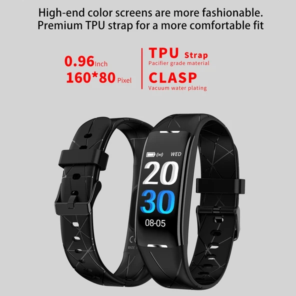 Z21 Plus Akıllı Bileklik 0 96 inç TFT Renkli Ekran Siyah IP68 Su Geçirmez Nabız ve Uyku Takip - 4