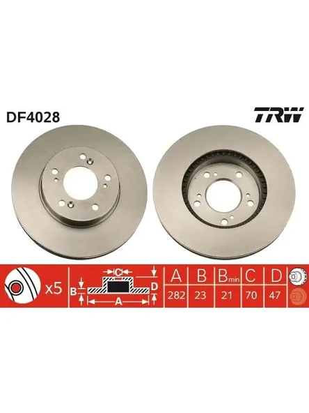 ON FREN DISKI HAVALI HONDA CRV 97-01 HRV 99-06 PRELUDE 96-01 (282X5)