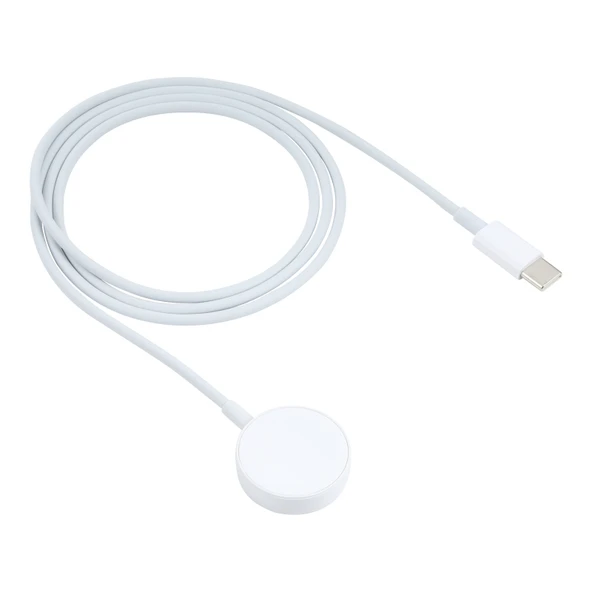 Apple Watch Manyetik Kablosuz Hızlı Şarj Kablosu Type-C USB-C Beyaz 1 Metre