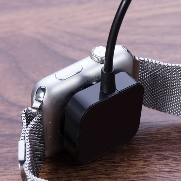 1 Metre Manyetik Hızlı Şarj Kablosu Apple Watch Serisi Ultra 8 7 6 SE 5 4 3 2 Siyah - 4