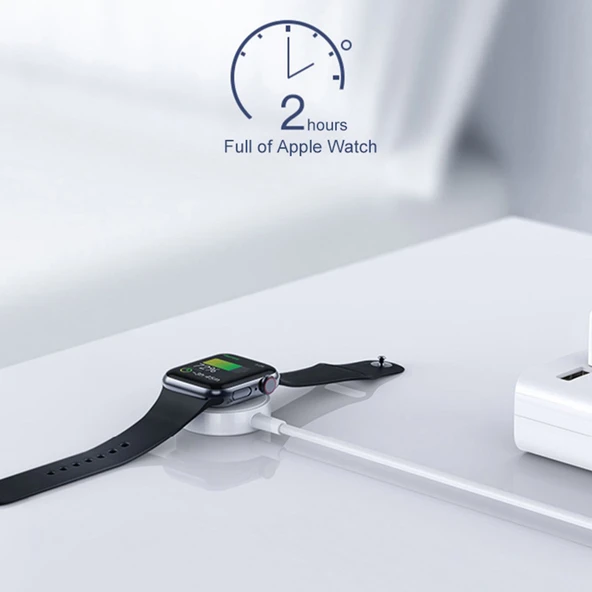 Apple Watch Manyetik Kablosuz Hızlı Şarj Kablosu Type-C USB-C Beyaz 1 Metre - 7