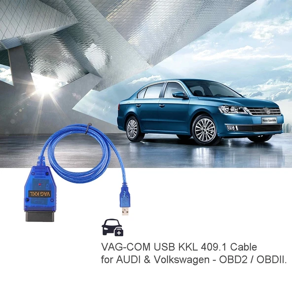 VW Audi Uyumlu KKL VAG COM USB Araba Tarayıcı Kablosu Mavi 125cm - 6