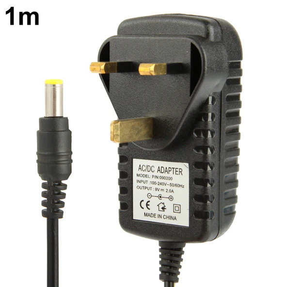 Yüksek Kalite UK Fiş AC 100-240V DC 9V 2A Güç Adaptörü 5.5x2.1mm Uç 1 Metre Kablo - 2