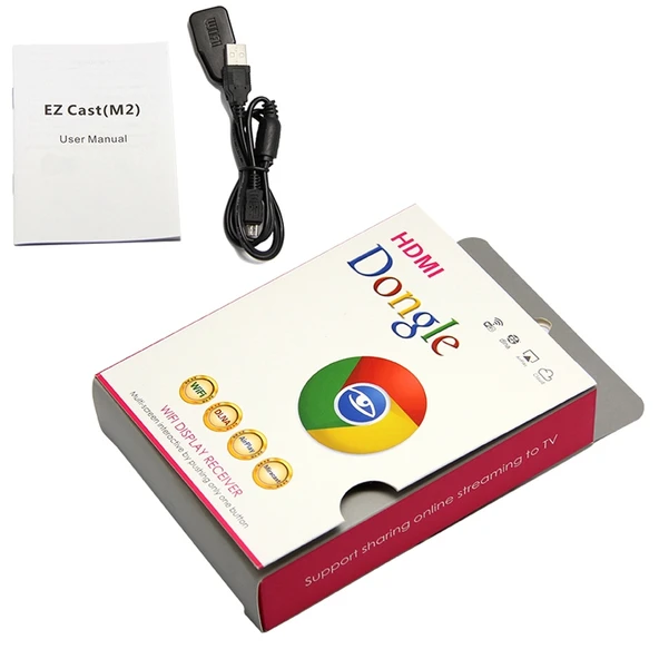Ez Cast Full 1080P Mini DLNA Kablosuz Ekran Paylaşım Alıcısı Dongle M2 Siyah - 6