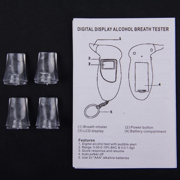 LCD Dijital Alkol Test Cihazı Siyah Model Alcohol Tester 2 - 6