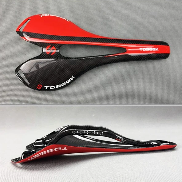 TOSEEK Yol Bisikleti Karbon Fiber Hollow Sele Mavi 3K Doku - 4