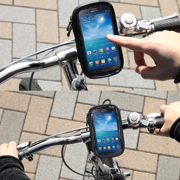 Samsung Galaxy Note III Uyumlu Su Geçirmez Bisiklet Gidon Montajlı Dokunmatik Kılıf Siyah - 3