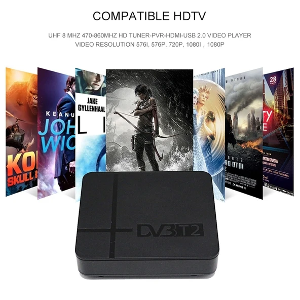 Mini Karasal Alıcı HD DVB-T2 Set Üstü Kutusu USB HDMI MPEG4 H264 EU Fiş - 4