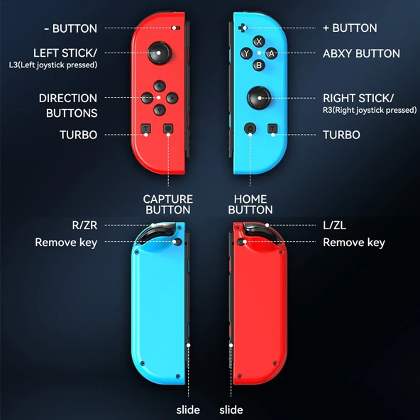JOY 02 RGB Işıklı Bluetooth Oyun Kolu Yeşil Mavi Nintendo Switch Uyumlu - 3