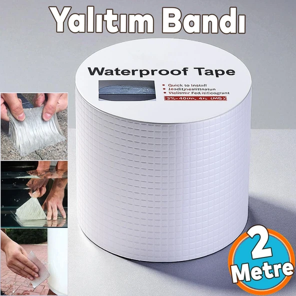 2 METRE Çatı İzolasyon Bandı Su Sızdırmazlık Geçirmezlik Yalıtım Çamur Tamir Çatlak Boru Bant 5 ADET - Resim 6