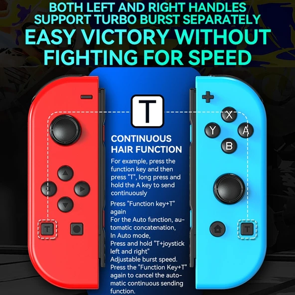 JOY 02 RGB Işıklı Bluetooth Oyun Kolu Yeşil Mavi Nintendo Switch Uyumlu - 6