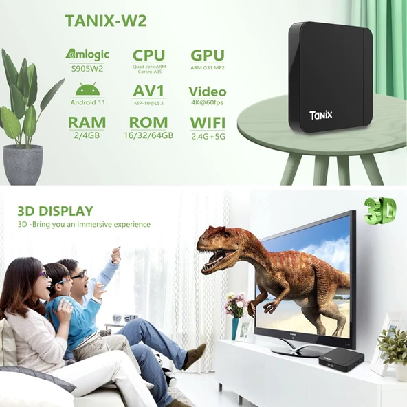 Tanix W2 Amlogic S905 Dört Çekirdekli Akıllı TV Set Üstü Kutusu 2GB RAM 16GB Depolama EU Priz - 7