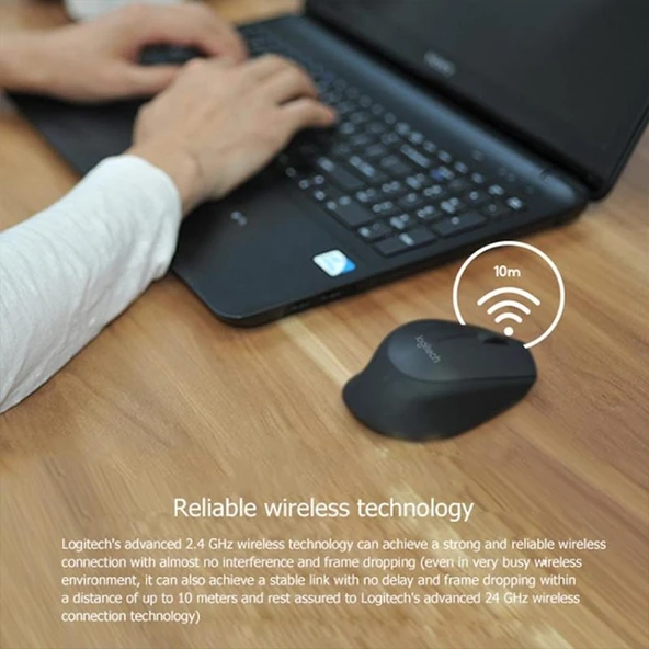 Logitech M280 Kablosuz Optik Mouse 2.4GHz 3 Tuş 1000DPI Siyah - 10