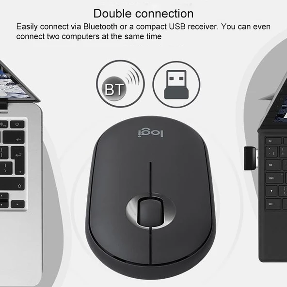 Logitech Pebble İnce Sessiz Kablosuz Bluetooth Optik Mouse Siyah 1000DPI 3 Tuş - 11