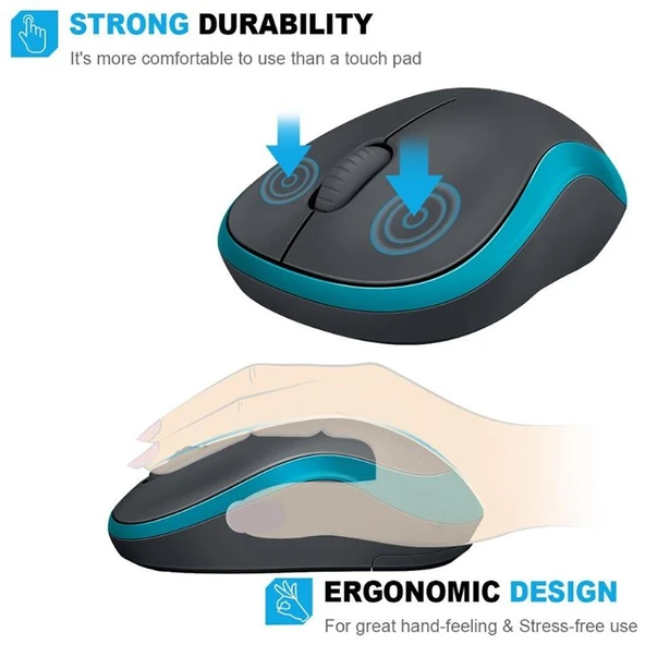 Logitech M186 Kablosuz Ofis Mouse Siyah Gri USB - 3
