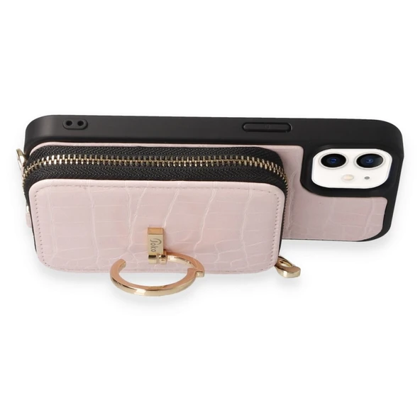 İPhone 11 Uyumlu 3 Parça Çanta Cüzdan Askılık Set Kılıf - 3