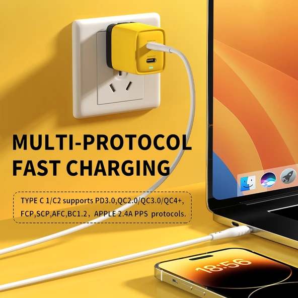 WK WP-U128 40W Çift USB-C Tipi Gallium Nitrit Şarj Cihazı ABD Prizi - 7
