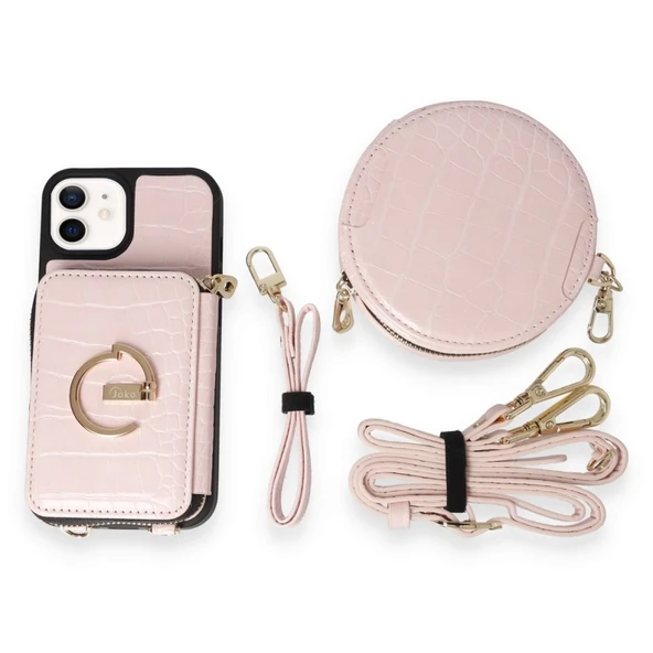 İPhone 11 Uyumlu 3 Parça Çanta Cüzdan Askılık Set Kılıf - 2