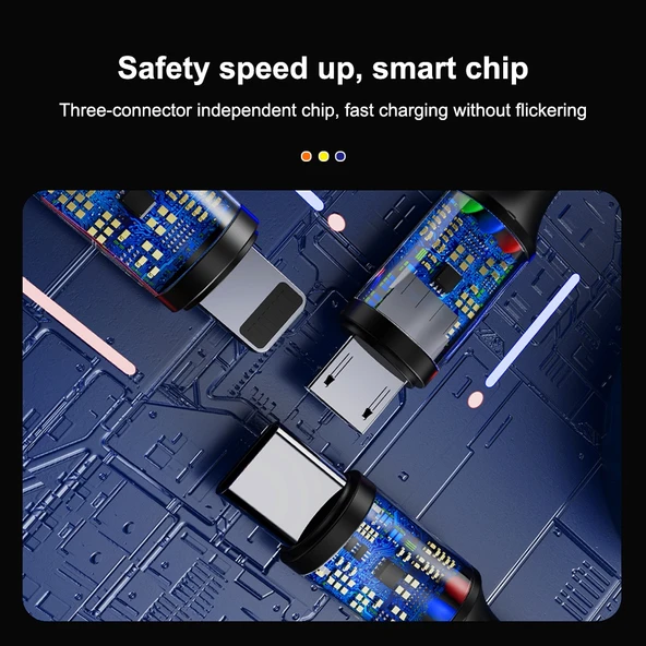 WK WDC-137 3 in 1 Hızlı Şarj Kablosu USB Micro USB 8 Pin USB-C Beyaz 1.2m 3A - 6