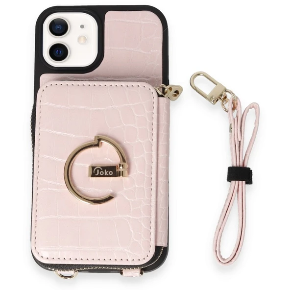 İPhone 11 Uyumlu 3 Parça Çanta Cüzdan Askılık Set Kılıf