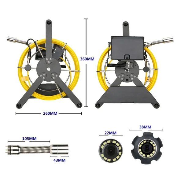 YOOSEE Tesisat Ustalarının Yeni Gözleri-Bataryalı,30metre Sarı Sert Kablolu 23mm Pis Su Kamerası - 2