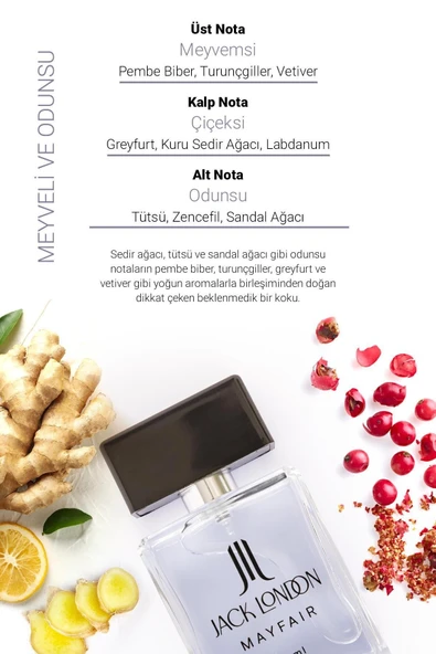 EDT ERKEK PARFÜM MAYFAİR 50 ML | MEYVELİ, ODUNSU | SEDİR AĞACI, SANDAL AĞACI, TURUNÇGİL, VETİVER - 3