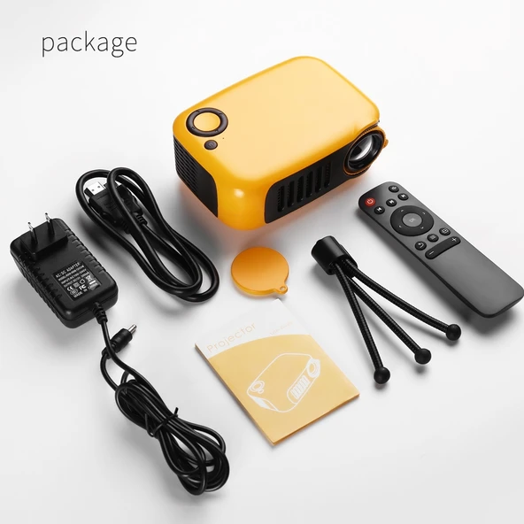 TRANSJEE A2000 Mini Ev Sineması HD Dijital Projektör 320x240 Çözünürlük 1000 ANSI Lümen Beyaz UK Priz - 9