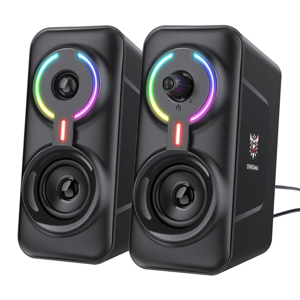ONIKUMA L6 RGB Aydınlatmalı Bilgisayar Hoparlörü Bluetooth Özellikli Siyah
