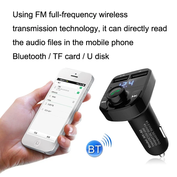 HY82 Hızlı Şarj Versiyonlu Çift USB Bluetooth Araç MP3 Alıcısı - 4