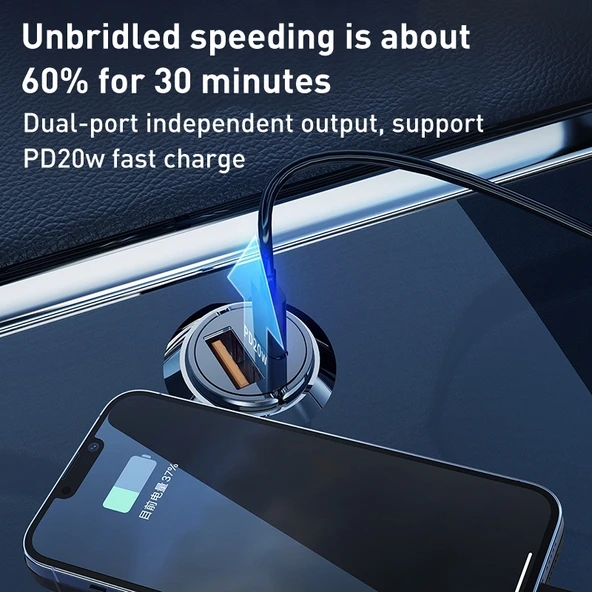 WK WP C38 Mini PD20W USB ve Type C Araç Şarj Cihazı - 4
