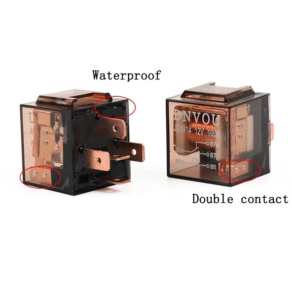 12V 4 Fişli 100A Gösterge Işıklı Otomotiv Rölesi 5'li Set - 4