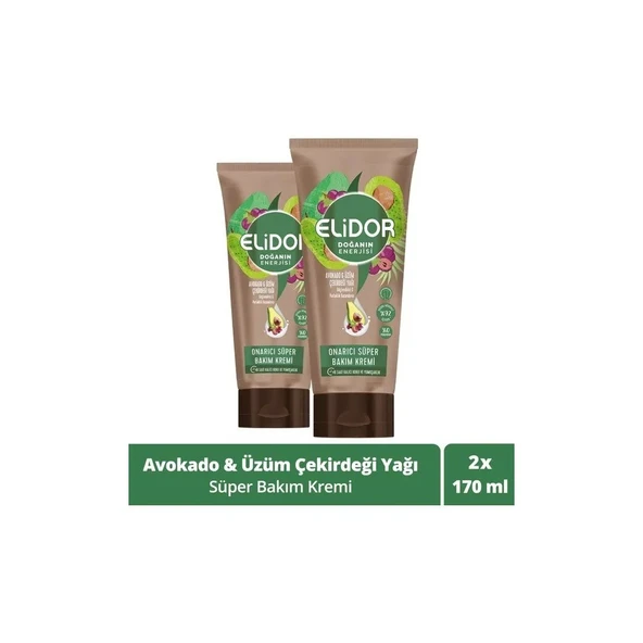 ELİDOR  ONARICI SÜPER SAÇ BAKIM KREMİ AVOKADO VE ÜZÜM ÇEKİRDEĞİ YAĞI 170 ML