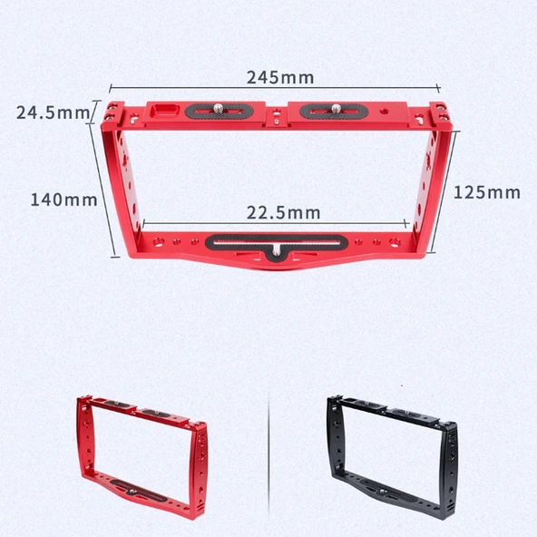 Dalgıç Çift El Tutamağı Braketi Stabilizatör Uzatma Telefon Kelepçesi Kamera Kafesi Siyah GoPro HERO9 8 7 Uyumlu - 4