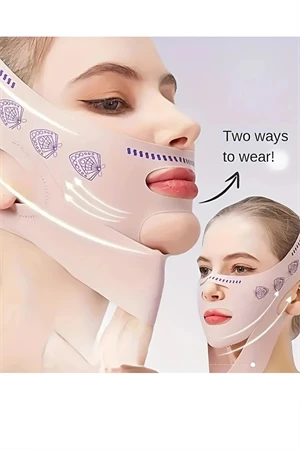 Ayarlanabilir V-Şekilli Yüz Kaldırma Bandı (Unisex) – Çift Çene Azaltıcı, Nazolabiyal Kırışıklık Sıkılaştırıcı, Nefes Alabilen & Kokusuz, Hipoalerjenik Kumaş, ürün görseli 1