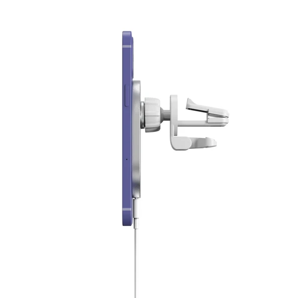 X19 Magsafe Araç Hava Çıkışı Tutucu Beyaz 15W Hızlı Şarj Qi Manyetik Kablosuz Şarj Cihazı - 6